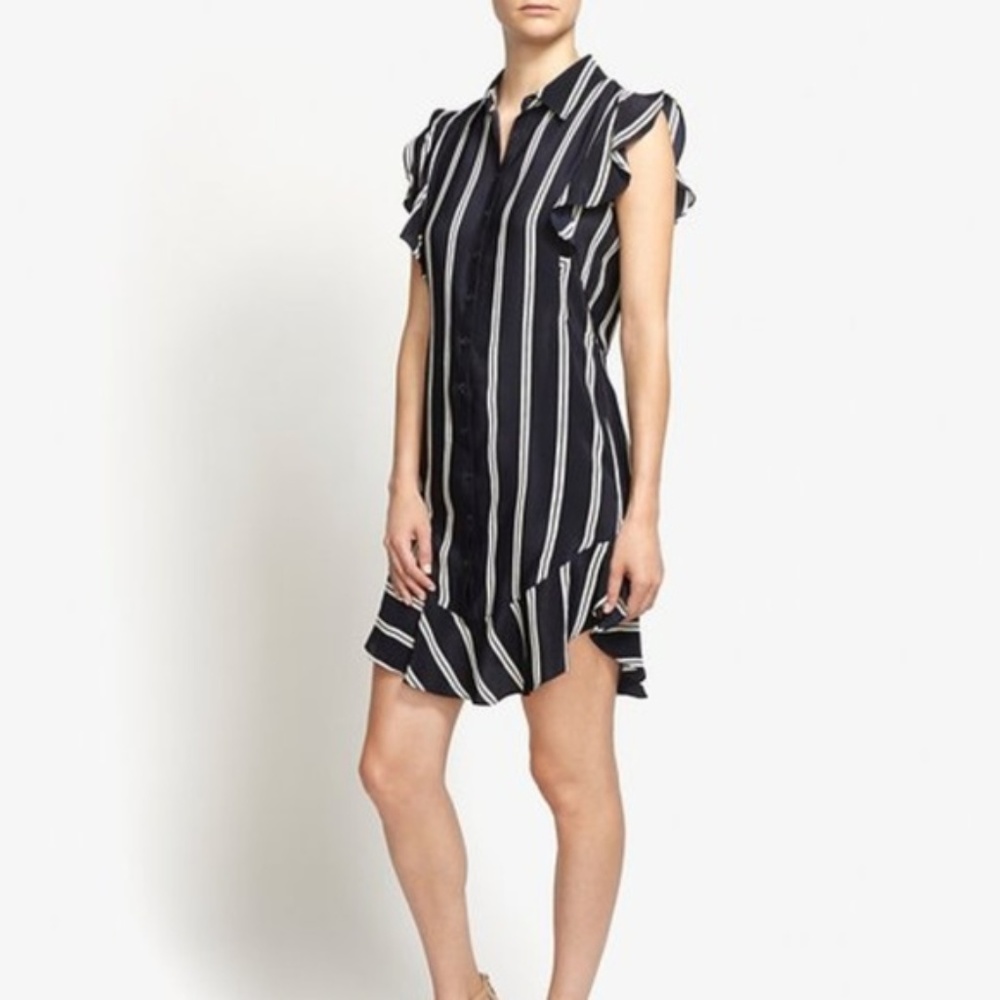 INTERMIX Mila striped flutter sleeve shirtdress